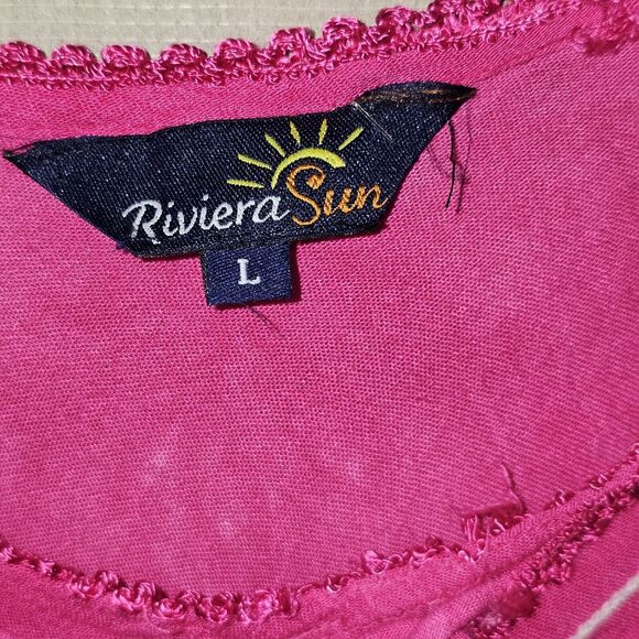 Riviera Sun Pink Tie Dye Midi Dress Size L Beachy Boho Fairy Vacation Loungewear - Picture 6 of 13